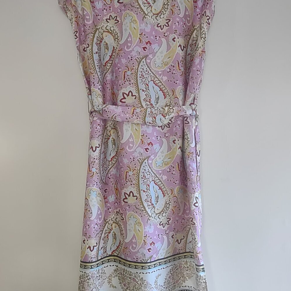 ZARA Floral Paisley Satin Tunic Dress Sz Small Boho Euro Summer Travel Resort - Picture 7 of 12